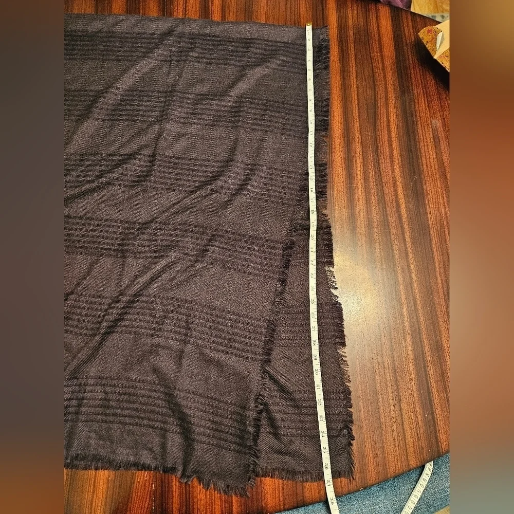 INC International Concepts Graphite Gray Brown Striped Rectangular Scarf 24 x 74